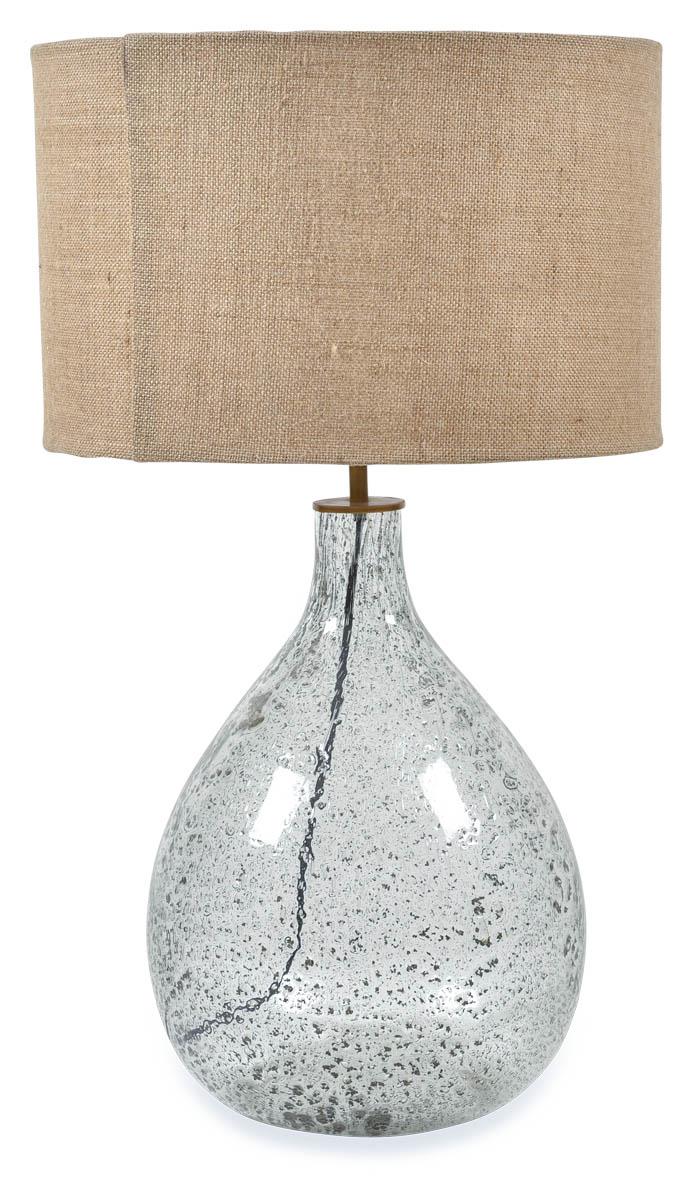 Tall Seeded Glass Table Lamp With Jute Shade - Glass/Natural