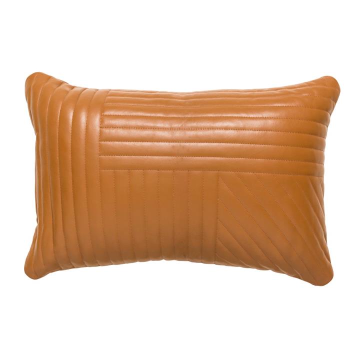 Tan Quilted Leather Cushion 60X40Cm