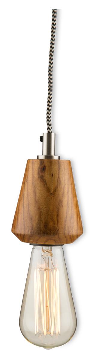 Tapered Wooden Pendant Hanging Light with Silver Detail
