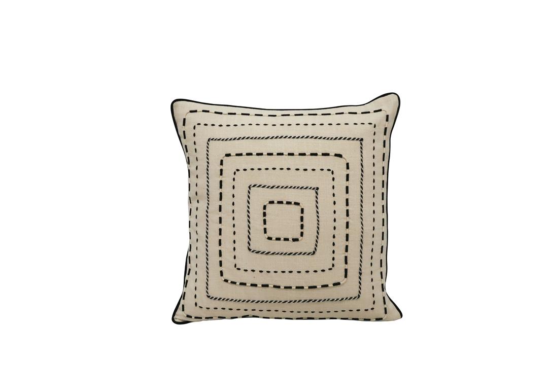 Tarni Embroidered Cushion - Black & White