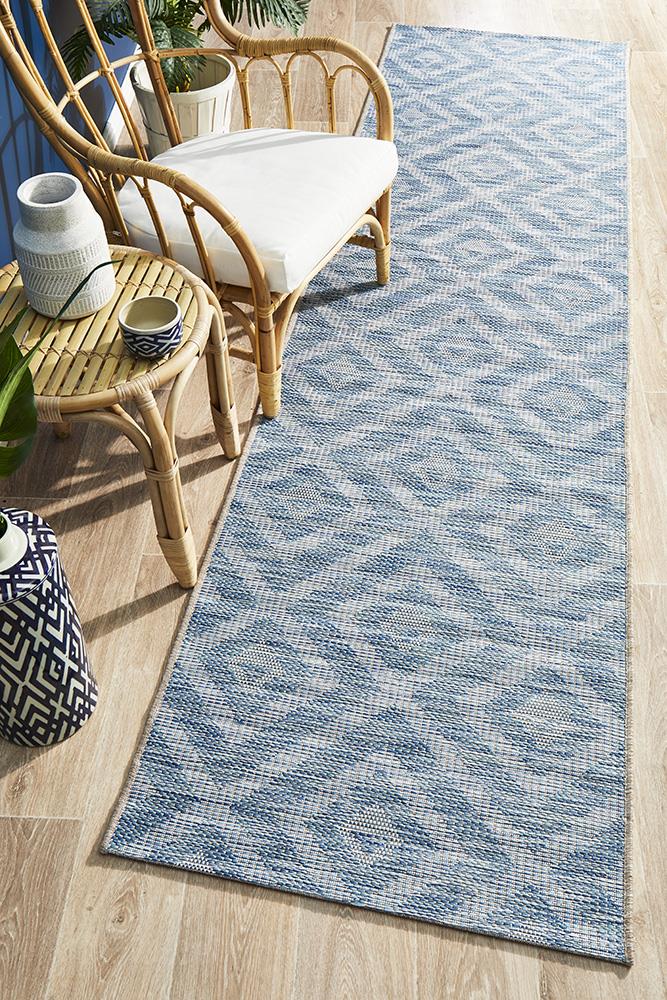 Terrace Cain Runner Rug Blue 400X80