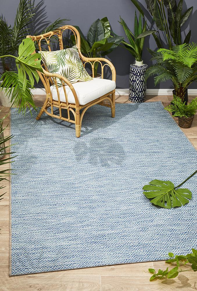 Terrace Clara Diamond Runner Rug Blue