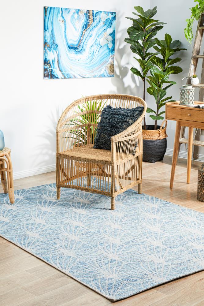 Terrace Fern Trellis Rug Blue 400X300