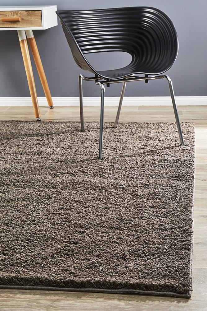 Texture Shag Rug Dark Brown 320x230cm
