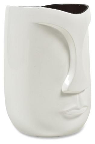 The Face Large Planter - Pearl White