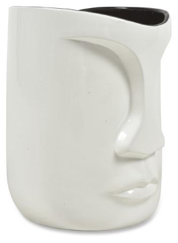 The Face Medium Planter - Pearl White