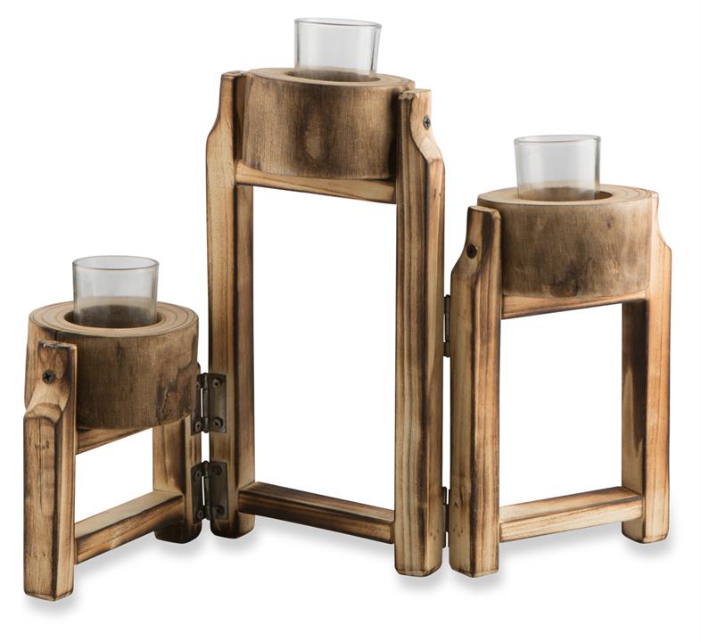 Three Tier Paulownia Wood Flexible Tealight Holder