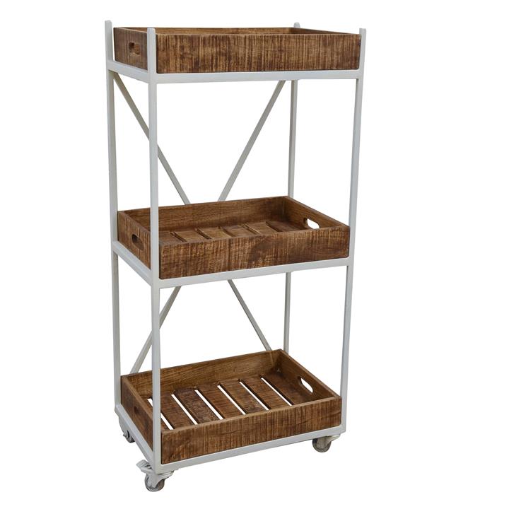 Three Tiered Movable Storage Shelf