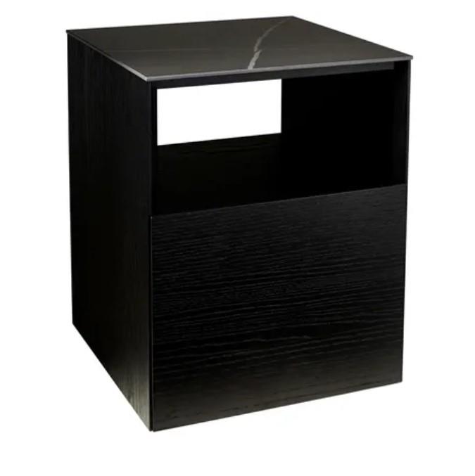 Tia Black Bedside-Black Marble Ceramic