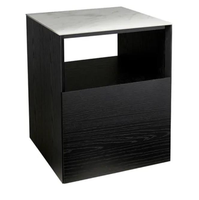 Tia Black Bedside-White Marble Ceramic