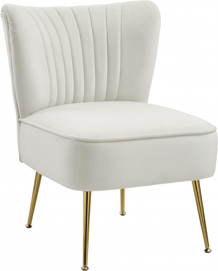 Tiffany Arm Chair in White Velvet