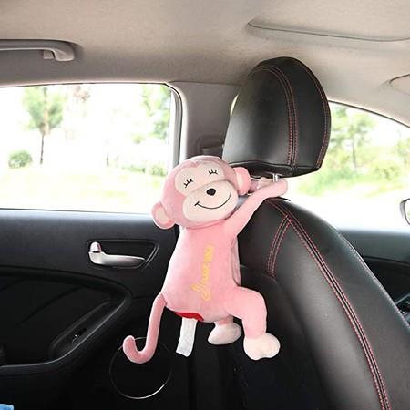 Tissue Box Cover Cute Toy Cartoon Monkey Tissue Paper Pink 50X15CM
