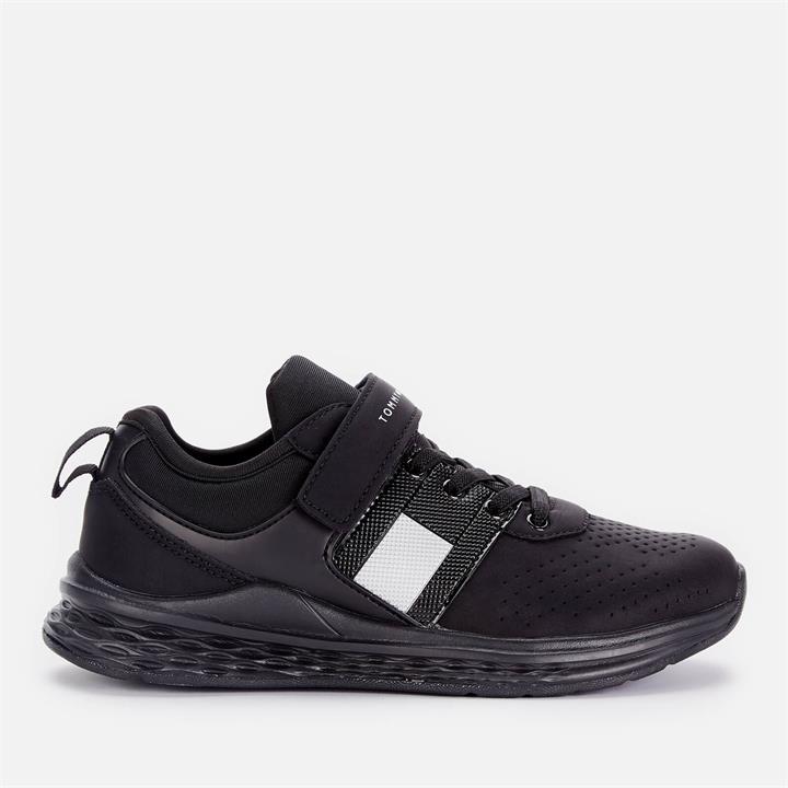 Tommy Hilfiger Boys' Low Cut Lace-Up/Velcro Sneaker Black Black - UK 12 Kids