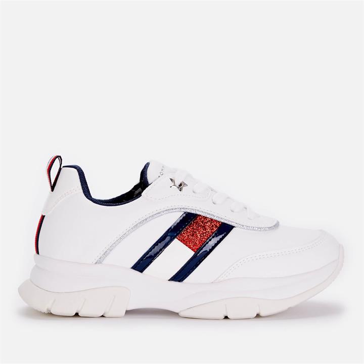 Tommy Hilfiger Girls' Low Cut Lace-Up Sneaker White White - UK 12.5 Kids