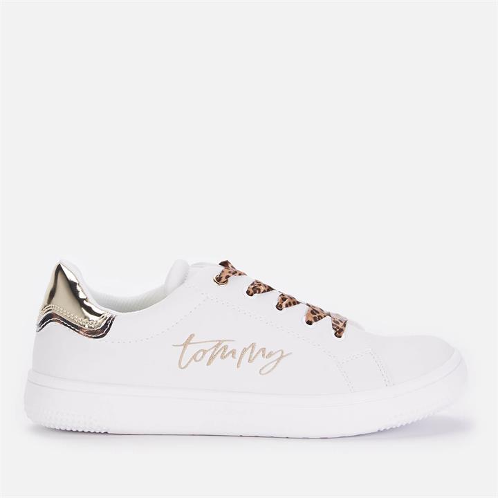 Tommy Hilfiger Girls' Low Cut Lace-Up Sneaker White/Platinum White/Platinum - UK 12.5 Kids