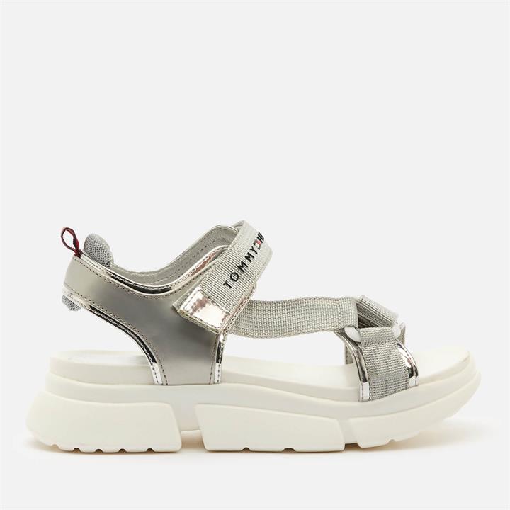 Tommy Hilfiger Girls' Platform Velcro Sandals - Grey - UK 12 Kids