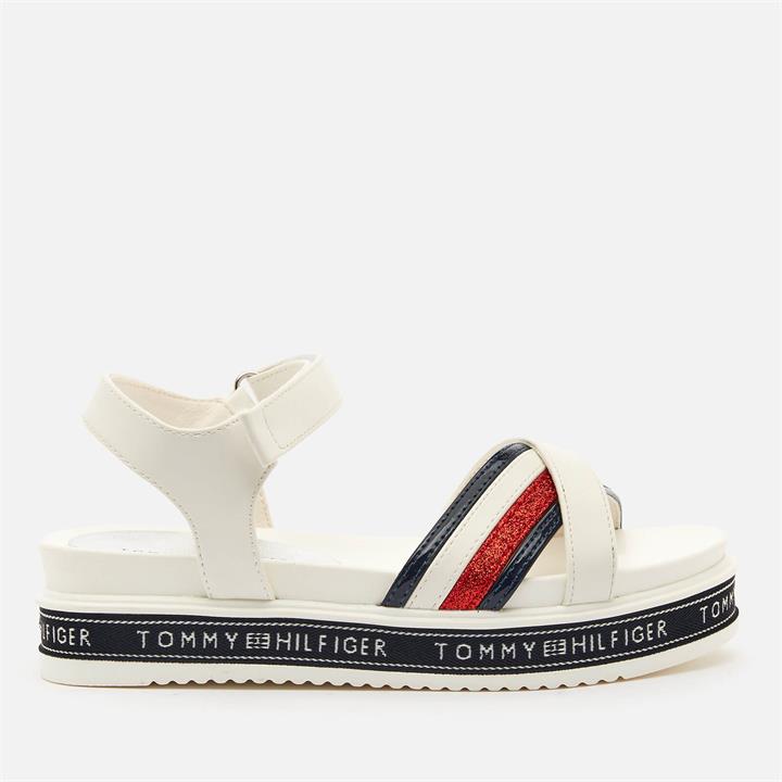 Tommy Hilfiger Girls' Platform Velcro Sandals - White - UK 12 Kids