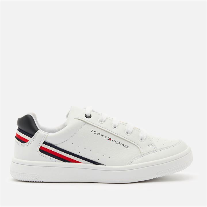 Tommy Hilfiger Kids' Low Cut Lace Up Stripe Sneakers - White/Multicolour - UK 12 Kids