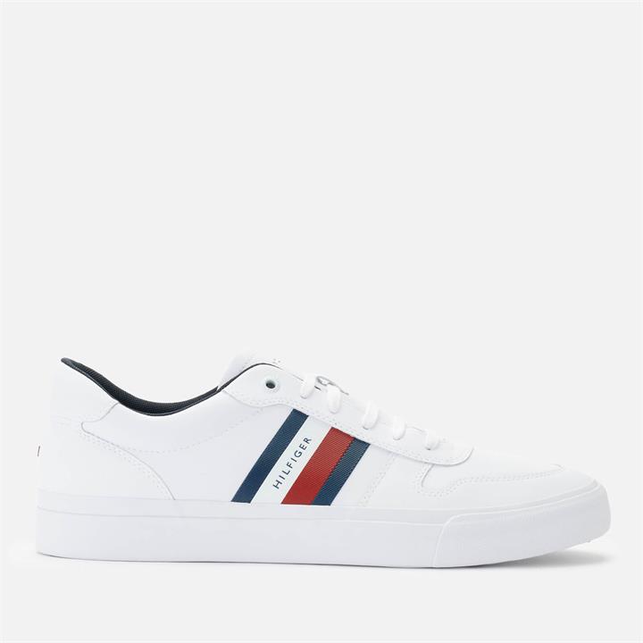Tommy Hilfiger Men's Core Corporate Stripes Vulcanised Trainers - White - UK 10.5