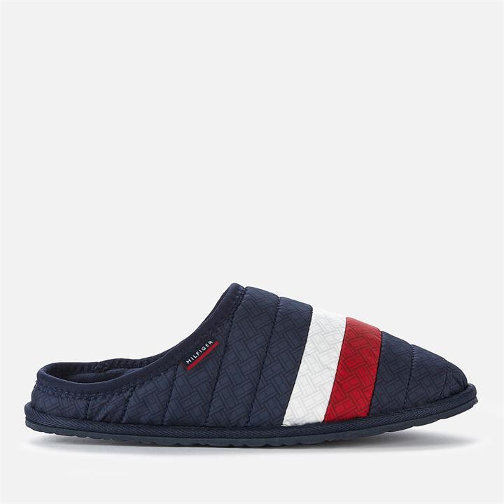 Tommy Hilfiger Men's Corporate Padded Sustainable Home Slippers - Red White Blue - UK 7-8