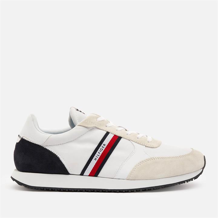 Tommy Hilfiger Men's Lo Mix Stripes Running Style Trainers - White - UK 9