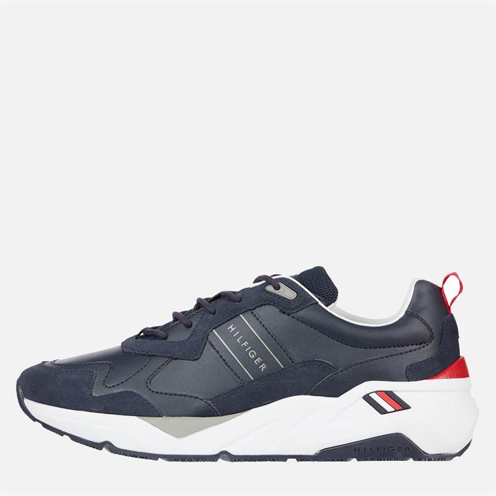 Tommy Hilfiger Men's Premium Leather Runner Detail Trainers - Desert Sky - UK 10