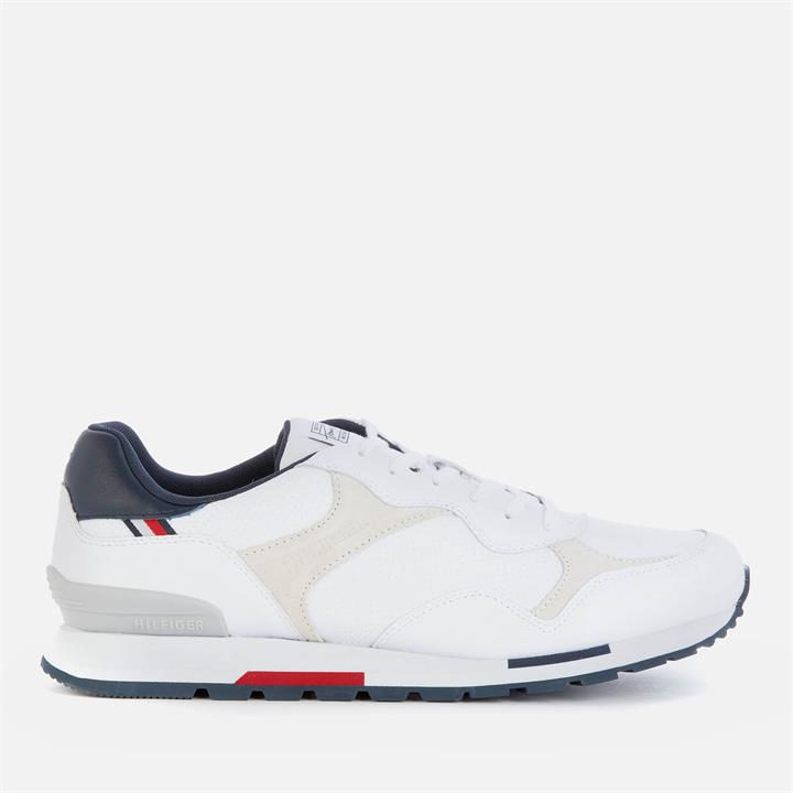 Tommy Hilfiger Men's Retro Leather Mix Running Style Trainers - White - UK 7