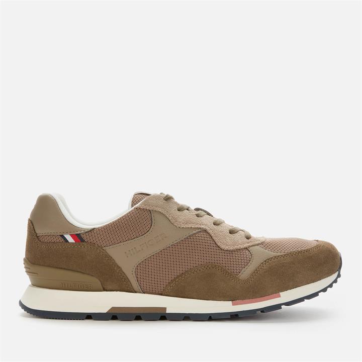 Tommy Hilfiger Men's Seasonal Mix Sustainable Retro Running Style Trainers - Army Green - UK 10.5