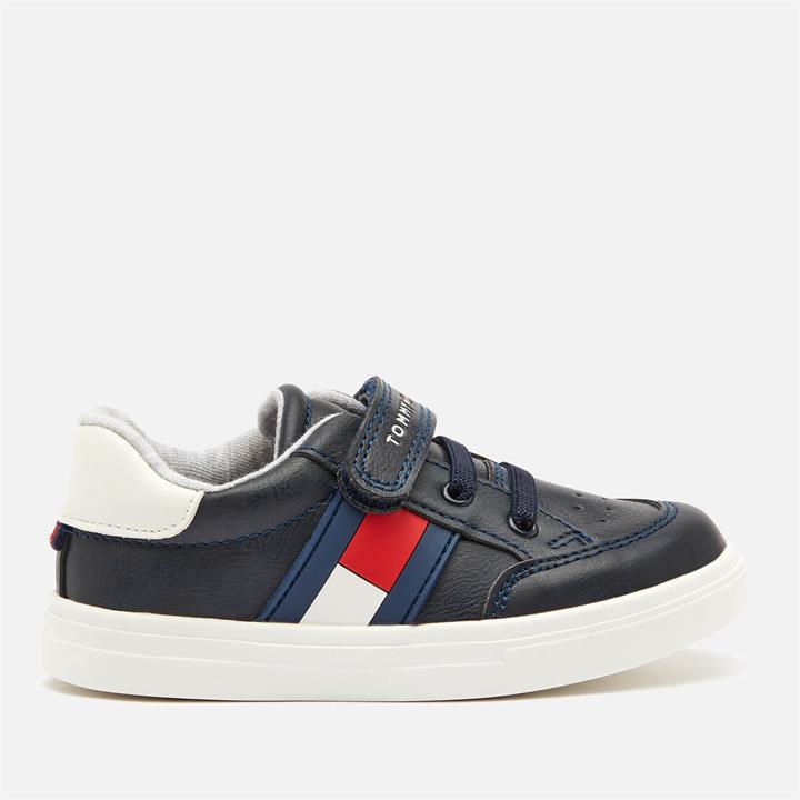 Tommy Hilfiger Toddlers' Lace Up Velcro Strap Trainers - Blue/White - UK 4 Baby