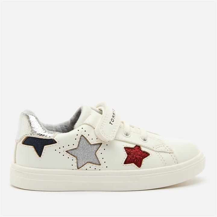 Tommy Hilfiger Toddlers' Low Cut Lace Up Velcro Sneakers - White/Multicolour - UK 4.5 Toddler