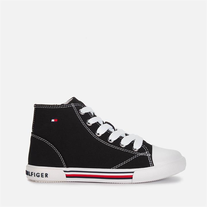 Tommy Hilfiger Unisex High Top Lace-Up Sneaker - Black - UK 12.5 Kids