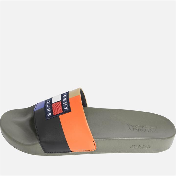 Tommy Jeans Men's Corduroy Patch Pool Slide Sandals - Army Green - UK 10.5