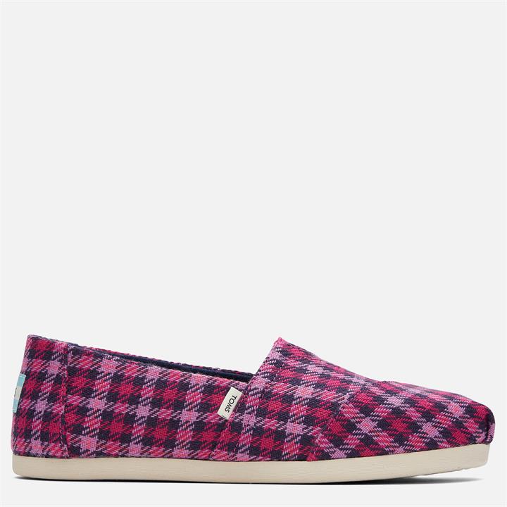 TOMS Women's Alpargata Vegan Slip-On Pumps - Pink Multi Checked - UK 4