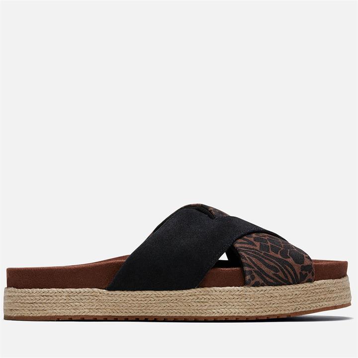 TOMS Women's Paloma Cross Front Sandals - Black/Animal Print - UK 3