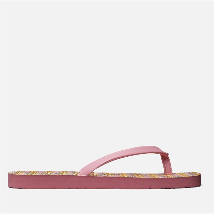 Tory Burch Women's Square Toe Flip Flops - Blushing/Pink Caning Logo - UK 2.5
