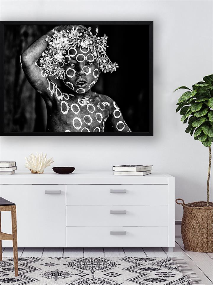 Tribal Flowers II - Frame Black - No Mat - 84x105 - Landscape
