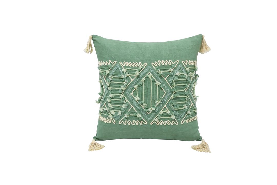 Tsani Embroidered Cushion - Aqua Green