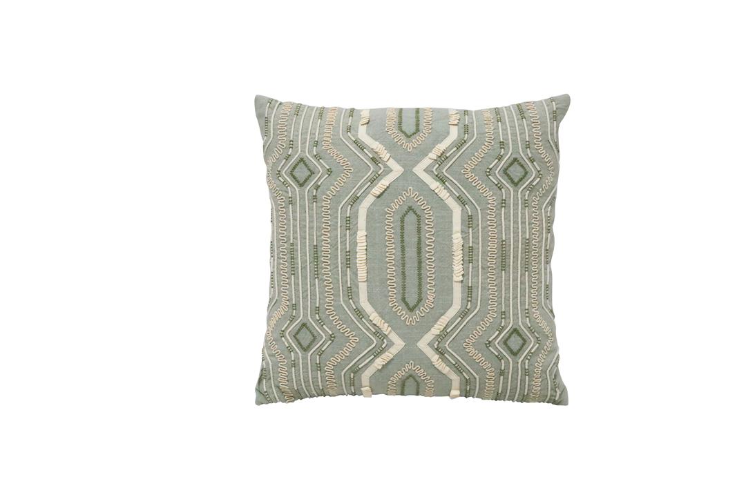 Tsubi Embroidered Cushion Small - Soft Blue Green