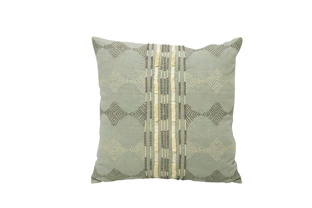 Tsubi Embroidered Cushion - Soft Blue Green