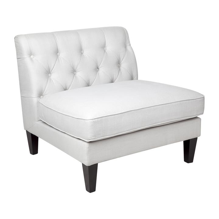 Tuxedo Tufted Occasional Slipper Chair - Cool Grey Linen