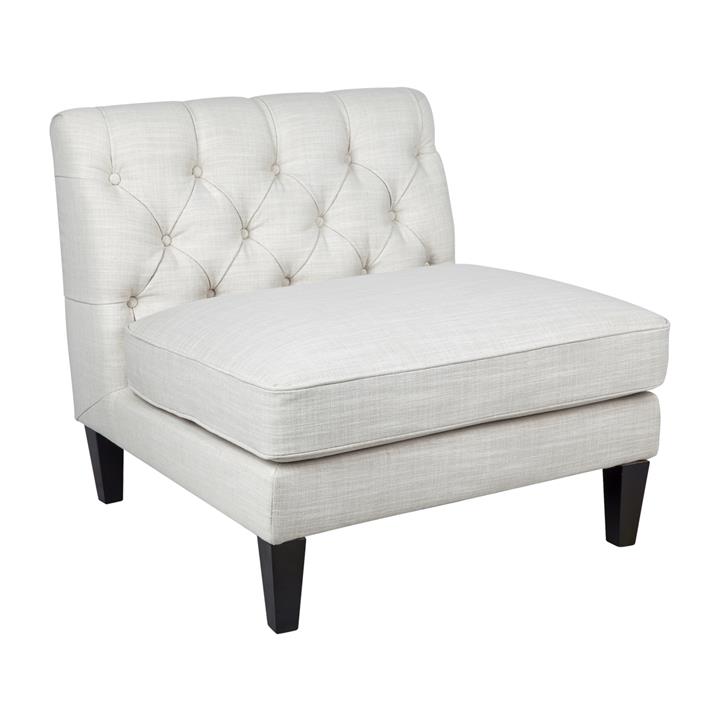 Tuxedo Tufted Occasional Slipper Chair - Natural Linen
