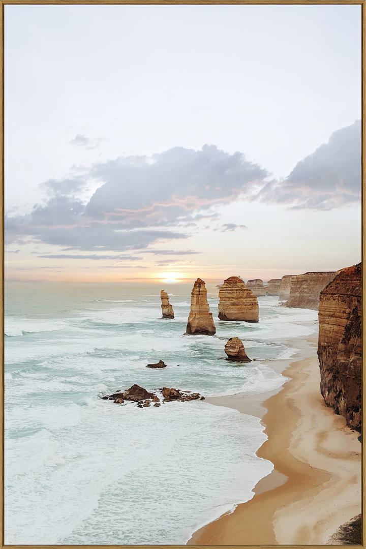Twelve Apostles Tempered Glass Print - Oak Frame