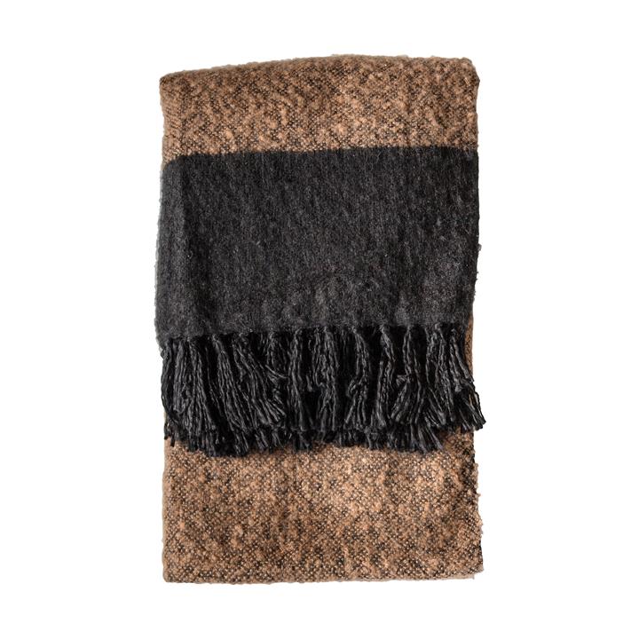 Two-tone Faux Mohair Throw Black & Camel