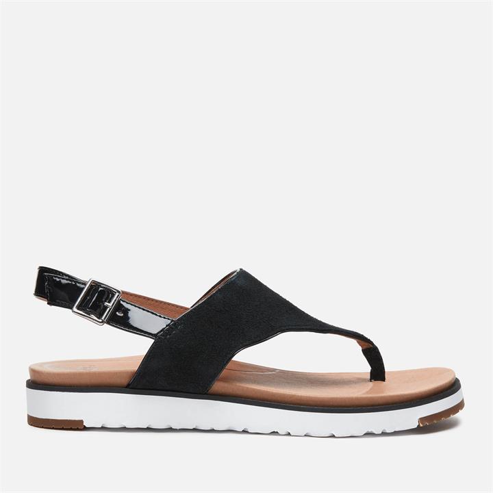 UGG Women's Alessia Suede Toe Post Sandals - Black - UK 3