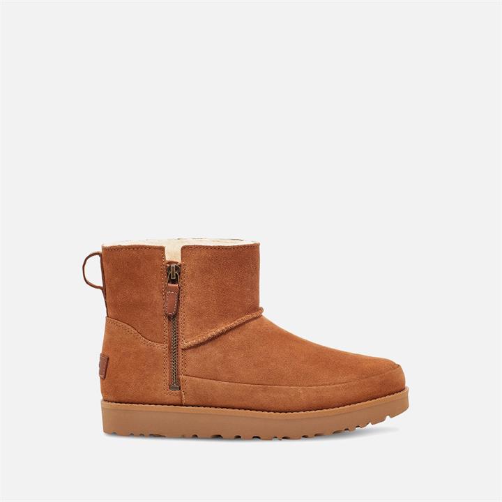 UGG Women's Classic Zip Mini Water Resistant Suede Boots - Chestnut - UK 6