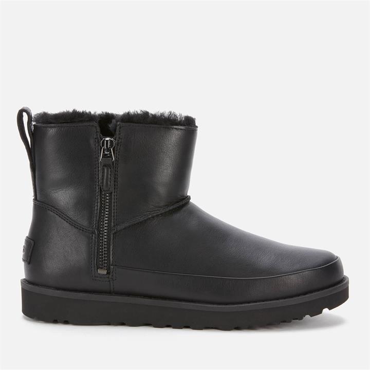 UGG Women's Classic Zip Mini Waterproof Leather Boots - Black - UK 4