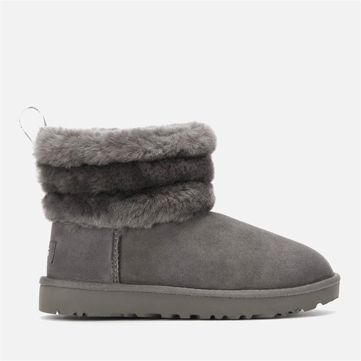 UGG Women's Fluff Mini Logo Trim Boots - Charcoal - UK 3
