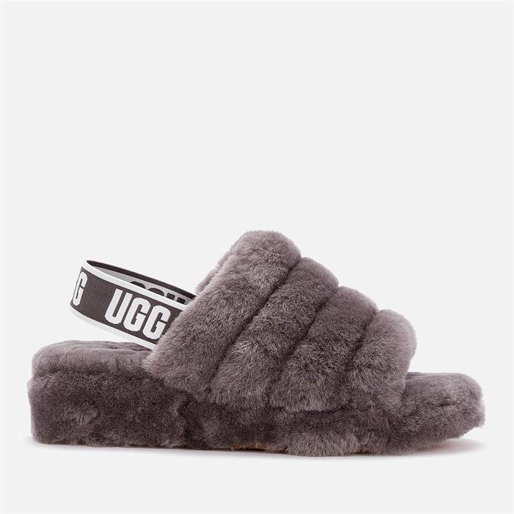 UGG Women's Fluff Yeah Slide Sheepskin Slippers - Charcoal - UK 7