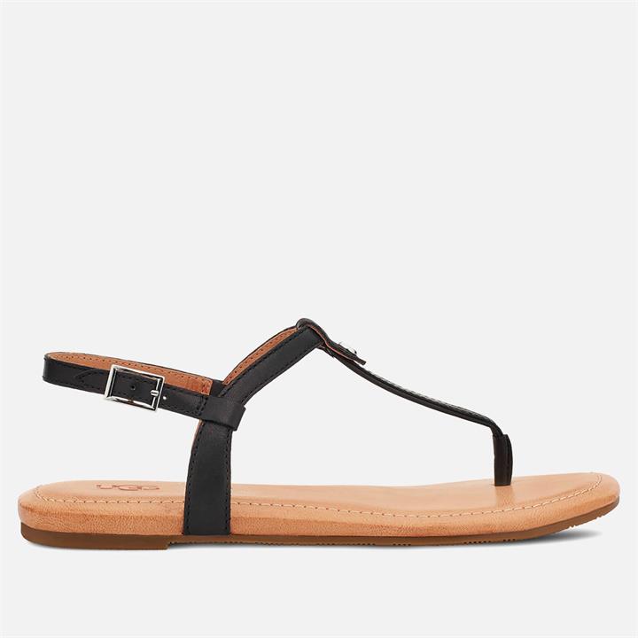 UGG Women's Madeena Leather Toe Post Sandals - Black - UK 3