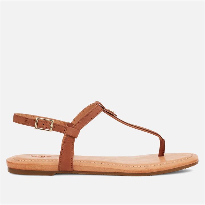 UGG Women's Madeena Leather Toe Post Sandals - Tan - UK 3